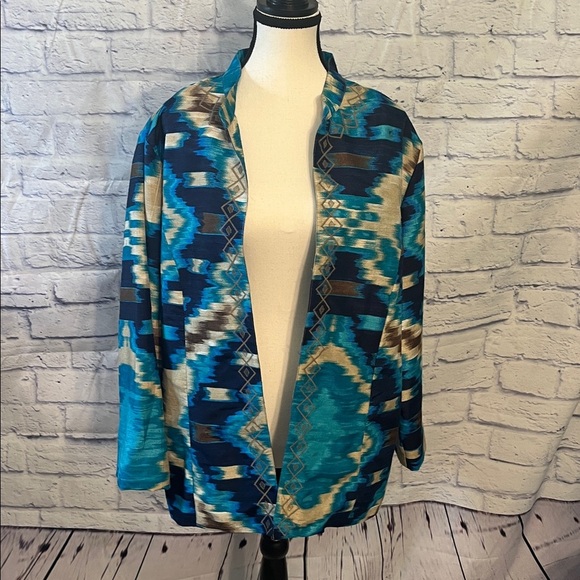 Chico’s Open Lightweight Jacket Embroidered Chicos 3 XL - Picture 1 of 7